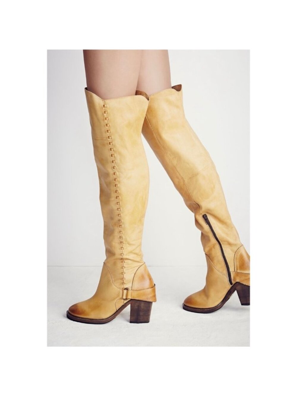 Free People Auburn Over The Knee Boot Boho Tall EU 37 US 6 Mustard - Picture 6 of 14